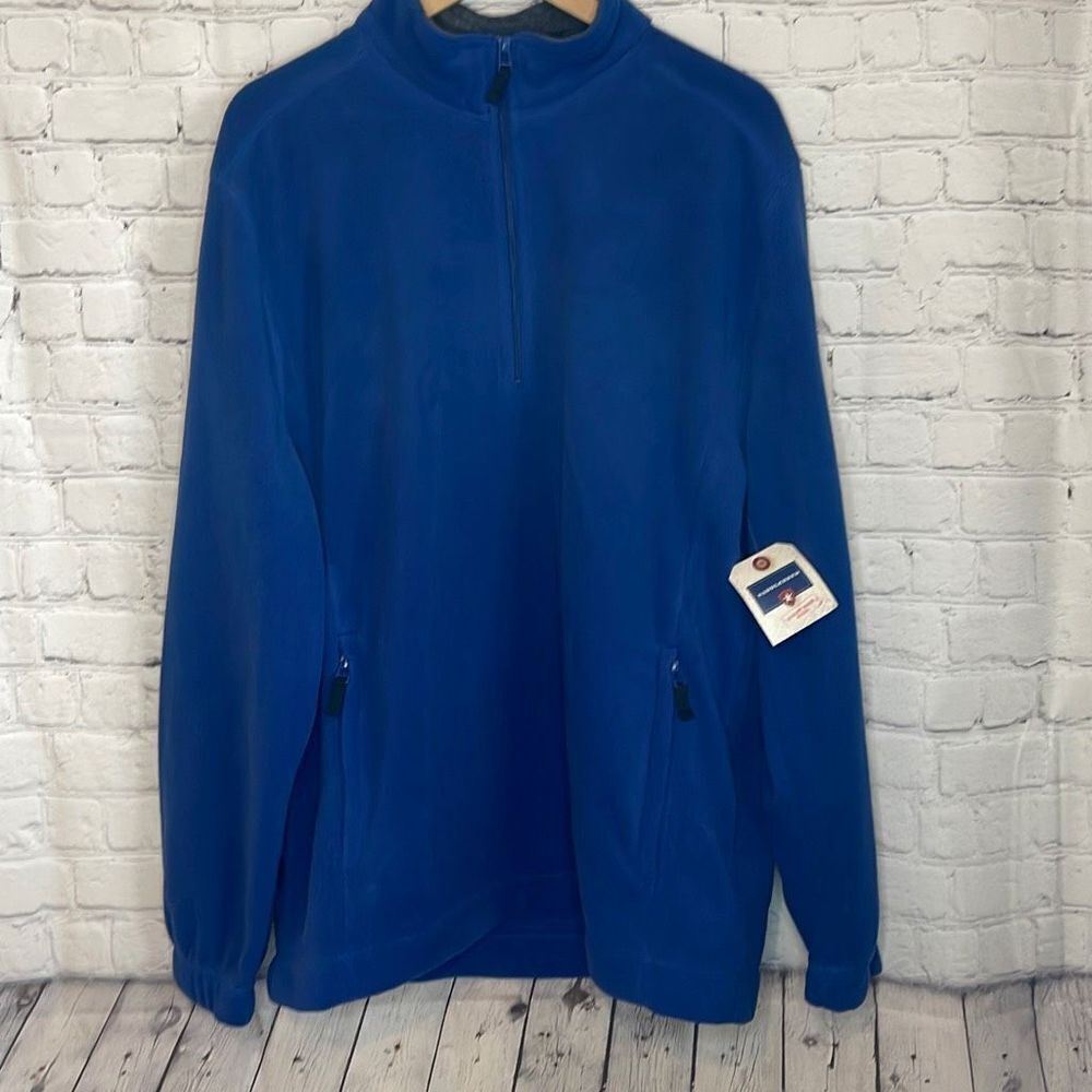 Saddlebred‎ Men’s Blue Pullover Fleece 1/4 Zip Jacket Size Large New Blu Horizon